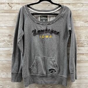 Campus‎ Heritage Iowa Hawkeyes Womens Medium Sweatshirt Gray Wide Neck College